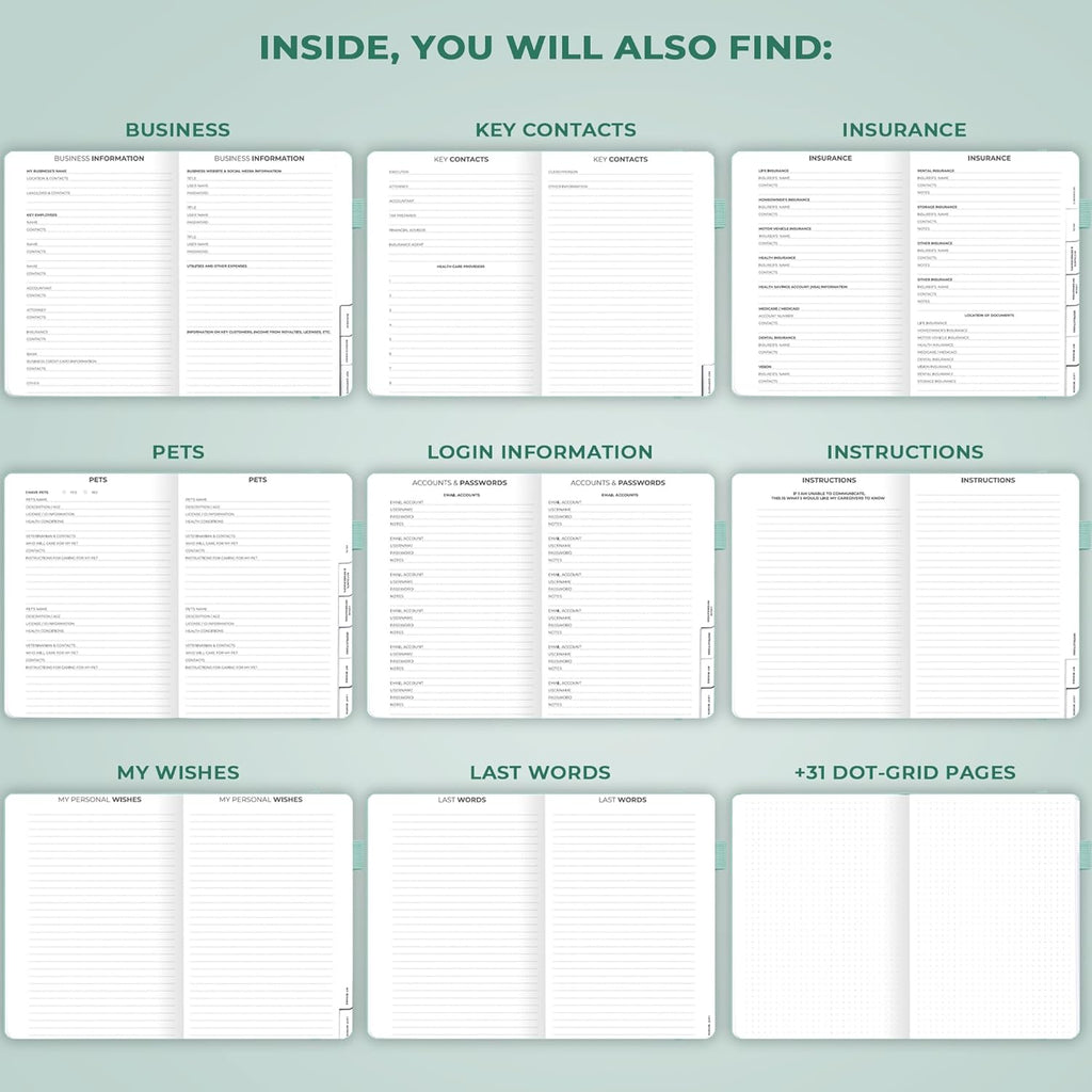 Clever Fox End of Life Planner – Final Arrangements Organizer for Beneficiary, Will Preparation, Last Wishes & Funeral Planning, A5 (Mint Cream)