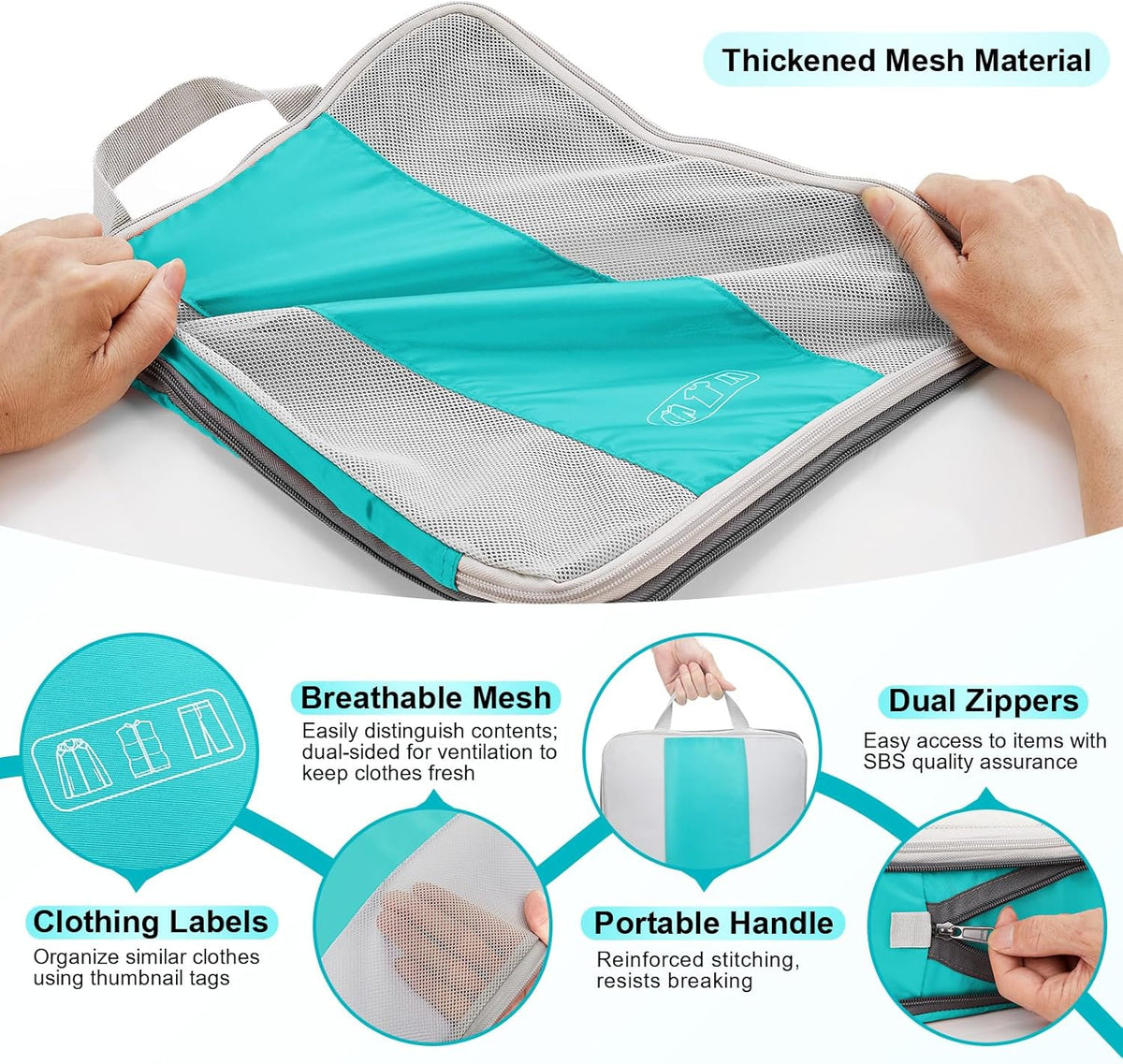 10 Set Compression Packing Cubes for Travel Essentials,Compressible Expandable Packing Cubes for Suitcase,OlarHike Luggage Organizer Bags for Travel,Handy Helper for Organizing Clothes(Blue Green)