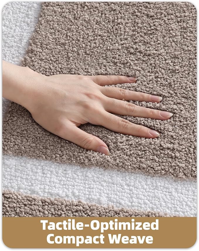 Color&Geometry Bathroom Rugs, Water Absorbent and Quick Dry Microfiber Bath Rugs-16"x24", Non-Slip, Machine Washable, Extra Soft Plush Bath Mats for Bathroom, Laundry Room, Dark Beige White