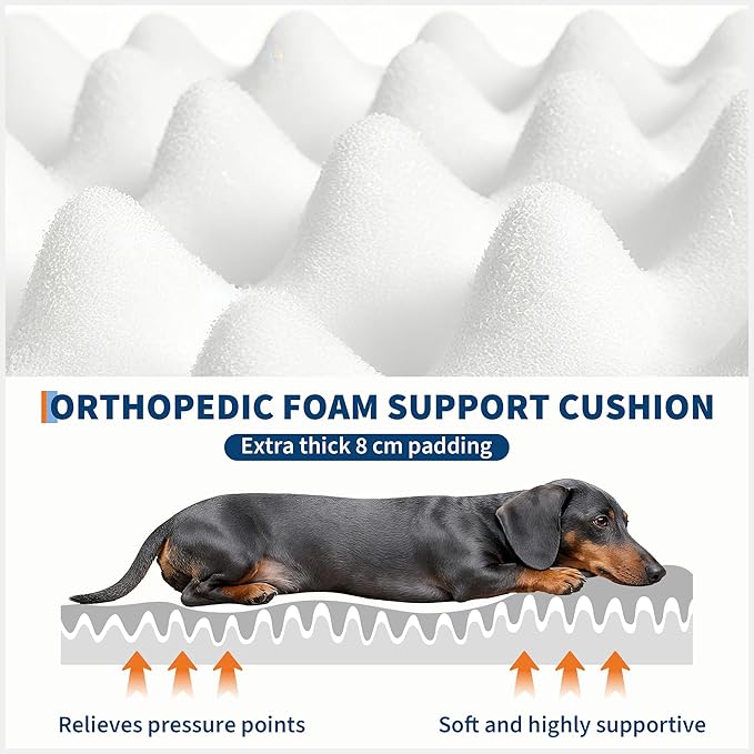 Festisoul Large Plush Dog Bed with Raised Headrest, Orthopedic Pet Bed for Dogs & Cats, Washable Fleece Pet Bed for Large Breeds (19x14x9 Inches)