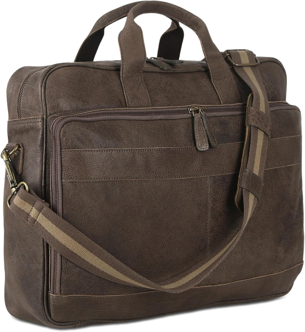 KomalC 16 Inch Leather briefcases Laptop Messenger Bags for Men and Women Best Office Satchel Bag