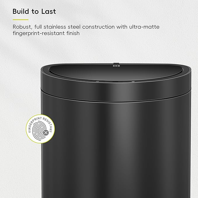EKO Mirage Semi-Round 47L / 12.4 Gal Motion Sensor Trash Can, Automatic Kitchen