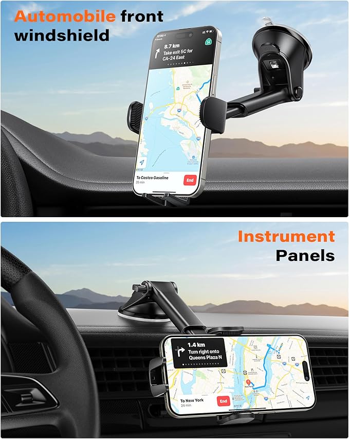 APPS2Car Car Phone Holder Mount, Dashboard/Windshield/Cell Phone Holder for Car, Compatible with iPhone, Samsung, All Phones,Black