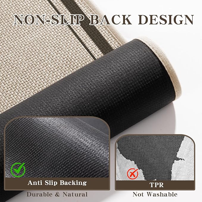 chakme Bathroom Rugs Mat 47x24, Ultra Thin Non Slip Bath Mat Large Quick Dry Absorbent Bath Mat for Bathroom Floor, (Light Beige, 47"x24")