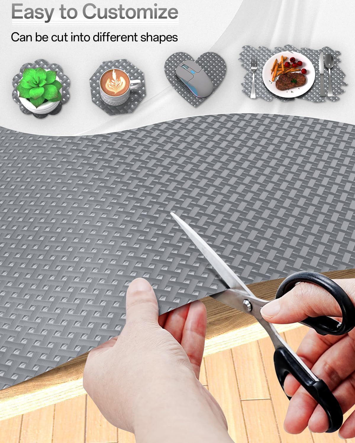 Shelf and Drawer Liner for Kitchen Cabinet, Non-Adhesive 12in x 240in Waterproof Contact Paper Refrigerator Liners Thickened Durable EVA Material Non Slip Mat for Dresser Cupboard Pantry Protector