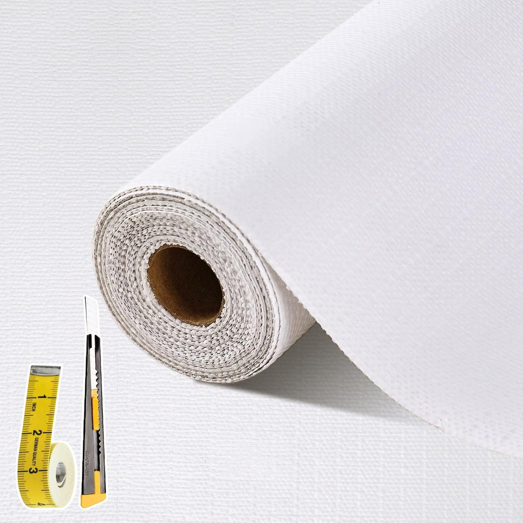 Drawer and Shelf Liner for Kitchen Cabinet: 17 in X 30 Ft Non Slip Waterproof Shelf Paper Non Adhesive Refrigerator Liners White Easy Liners for Bathroom Cupboard with Knife Tape Measure