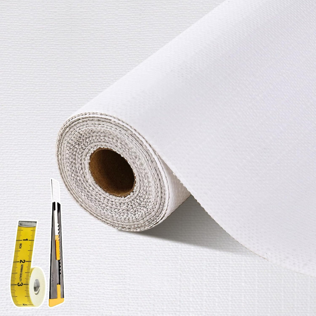 Drawer and Shelf Liner for Kitchen Cabinet: 17 in X 30 Ft Non Slip Waterproof Shelf Paper Non Adhesive Refrigerator Liners White Easy Liners for Bathroom Cupboard with Knife Tape Measure