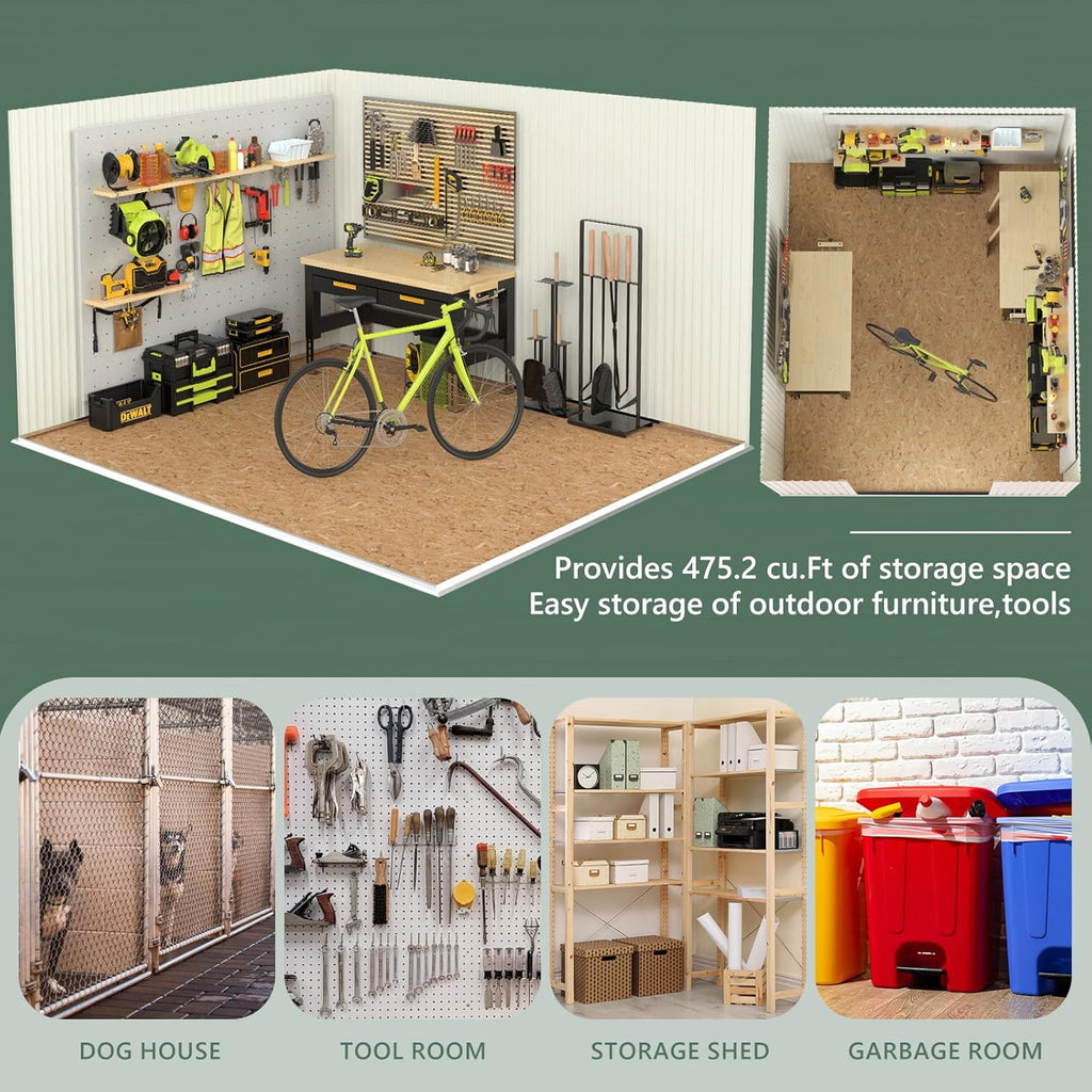 10x8 FT Metal Storage Shed with Window,Outdoor Storage Building,Large Backyard Sheds,Waterproof Outside Storage Sheds