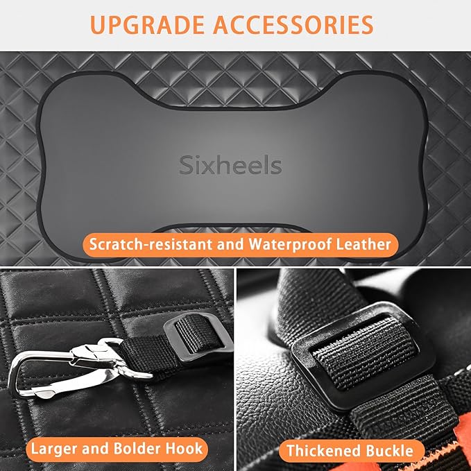 Sixheels Car Back Seat Pet Cover for Dogs Back Seats Protector, Soft Inflatable Cushion Backseat Extender Comfortable Dog Hammock, Waterproof Dog Bed Rear Travel Accessories for Car,SUV,Truck
