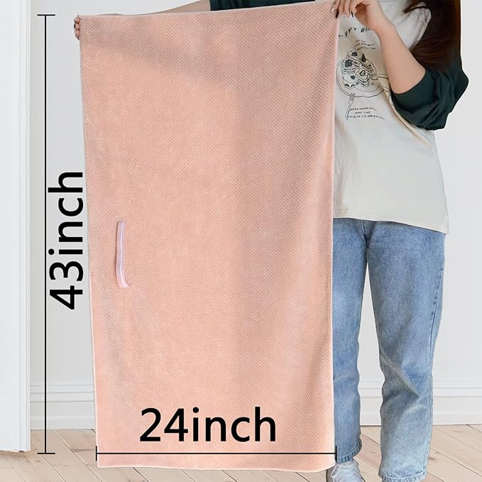 Chloven 2 Pack Extra Large Microfiber Hair Towel Wrap for Women,43 inch X 24 inch Anti Frizz Hair Drying Towel with Elastic Strap,Hair Wrap Towels Absorbent Quick Dry Hair Turbans for Drying Long Hair