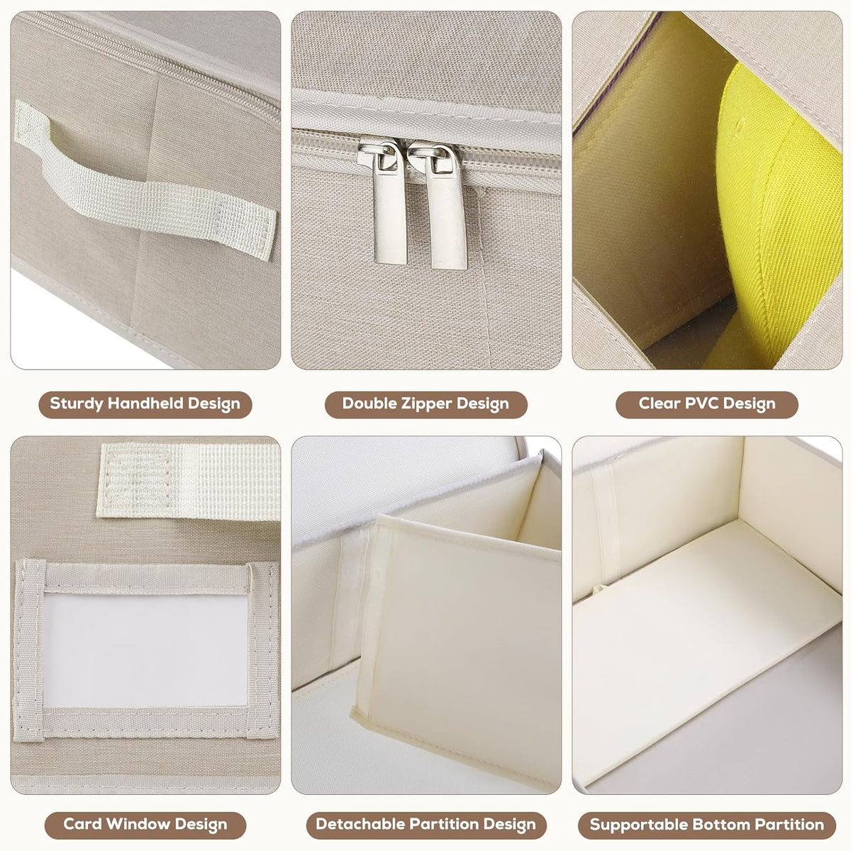 2 Pack Hat Storage for Baseball Caps-Holds Up to 48 Caps, Hat Organizer for Closet Stackable Hat Box with Cardboard, Dustproof Baseball Cap Organizer with 2 Handles for Home Travel (Beige, 2Pack)