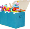 popoly Large Toy Box Chest Storage with Flip-Top Lid, Collapsible Toy Bin Storage Organizer for Boys, Kids, Girls, Toys, Playroom Organizers, 25"x13" x16"(Linen Teal)