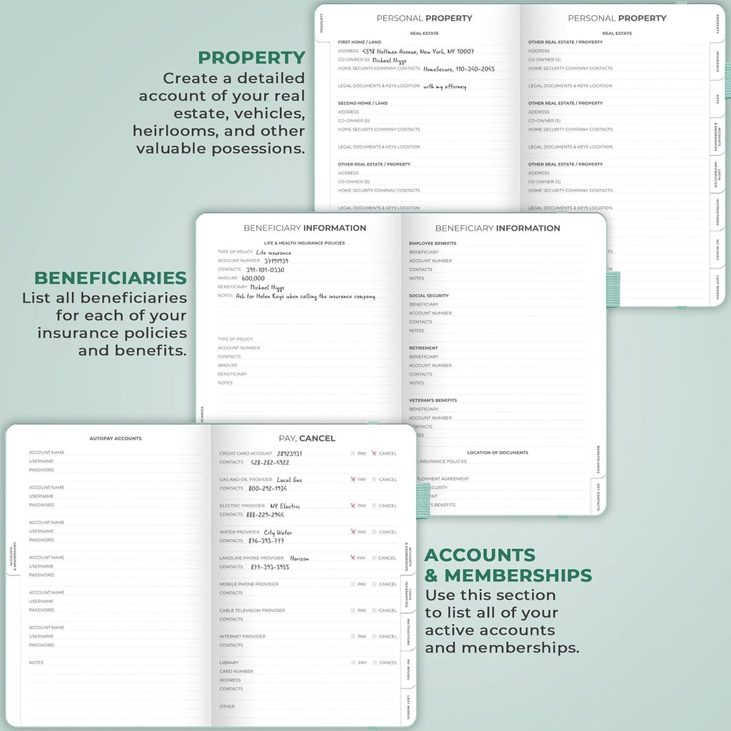 Clever Fox End of Life Planner – Final Arrangements Organizer for Beneficiary, Will Preparation, Last Wishes & Funeral Planning, A5 (Mint Cream)