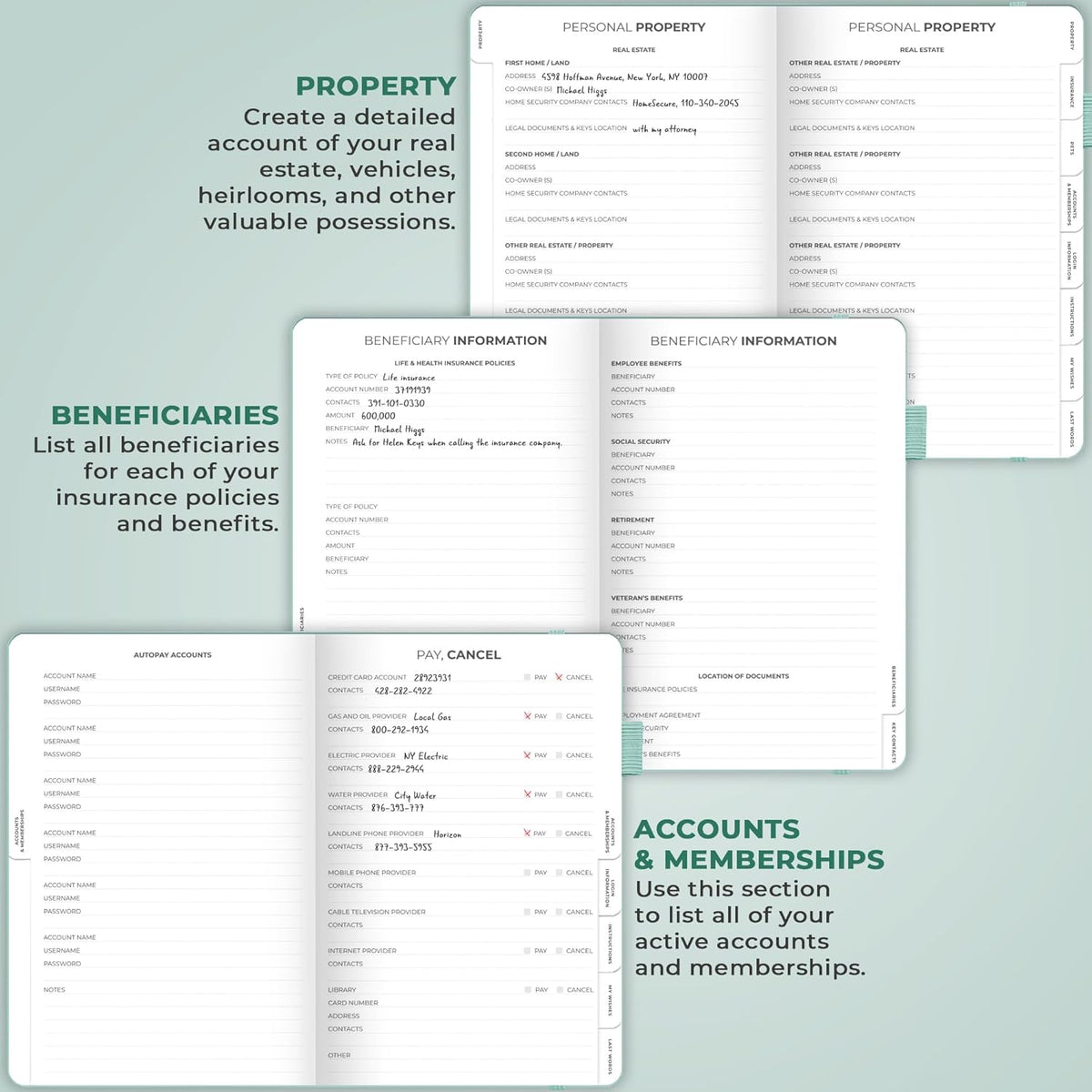 Clever Fox End of Life Planner – Final Arrangements Organizer for Beneficiary, Will Preparation, Last Wishes & Funeral Planning, A5 (Mint Cream)