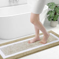 OLANLY Bathroom Rugs 47x17, Extra Soft and Absorbent Microfiber Bath Mat, Non-Slip, Machine Washable, Quick Dry Shaggy Bath Carpet, Suitable for Bathroom Floor, Tub, Shower (Runner, Beige)