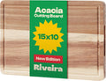 Riveira Acacia Wood Cutting Board – Gourmet Acacia Grandeur: 15 x 10 Wooden Cutting Board – Natural Wooden Cutting Boards For Kitchen Decorative – Innovative Juice Grooves Acacia Wooden Chopping Board