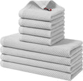 Homaxy 100% Cotton Kitchen Towels and Dishcloths Set, 12 x 12 Inches and 13 x 28 Inches, Set of 8 Bulk Kitchen Towels Set, Ultra Soft Absorbent Dish Cloths for Washing Dishes, Light Gray