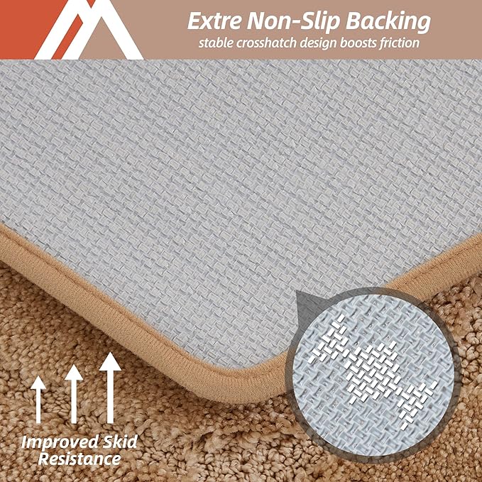 COSY HOMEER Bathroom Rugs Mat 24”x70” Absorbent Non-Slip Bath Mat, Plush Shaggy Bathroom Runner, Machine Washable Large Soft Bath Mats for Bath Floor,Tub and Shower,Beige
