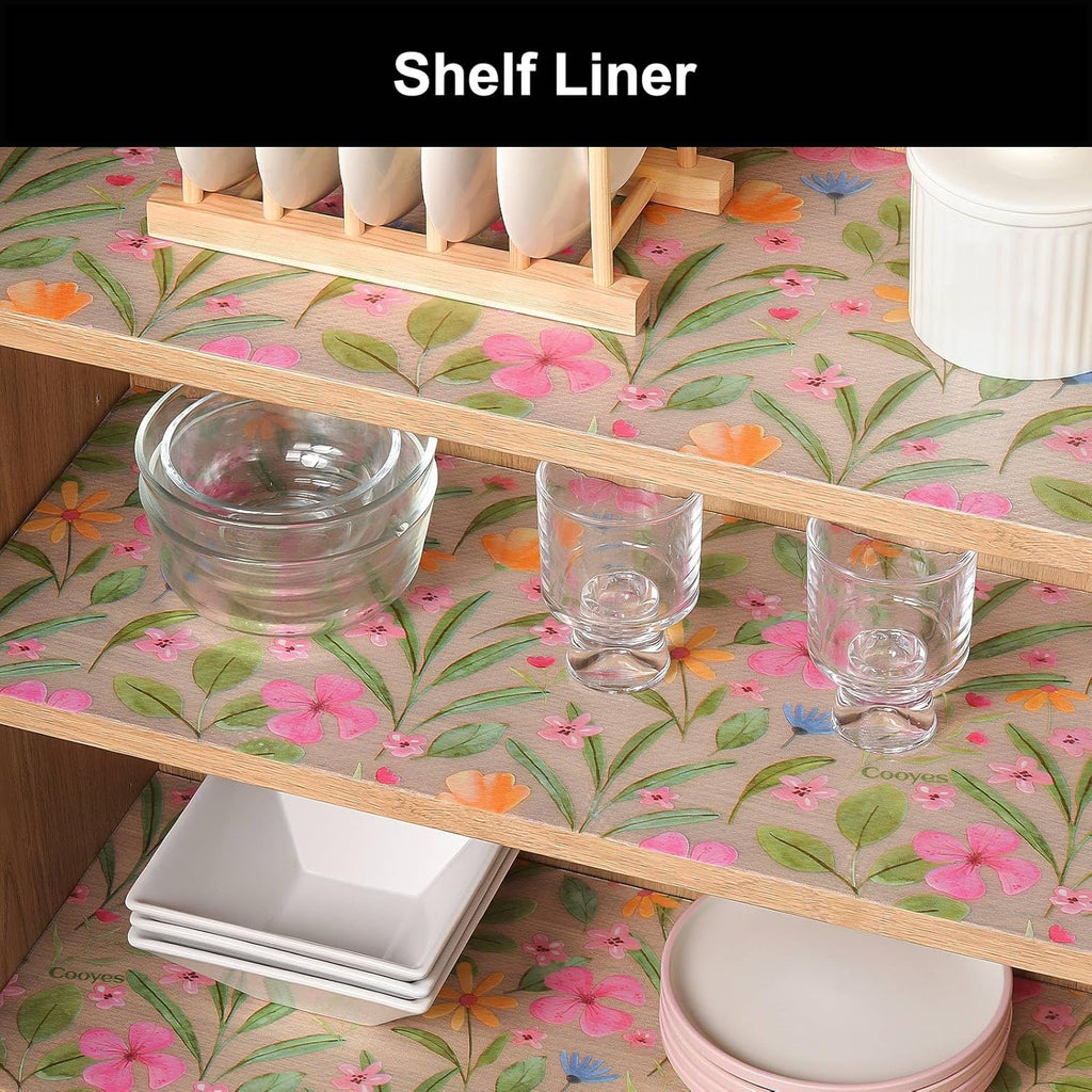 Cooyes Shelf Liner – Premium Non-Adhesive Cabinet & Drawer Liner for Kitchen – Waterproof Shelf Paper with Modern Pattern – Durable EVA Cabinet Mat – Easy to Cut （23.6" W x 118" L）
