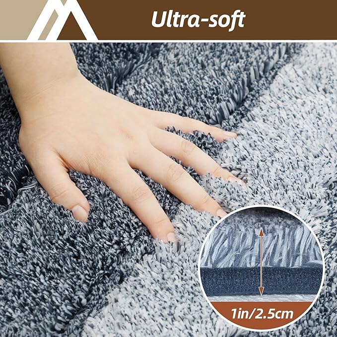 COSY HOMEER Bathroom Rugs 30"x20", Ultra Soft Absorbent Bath Mat with Non-Slip TPR Backing, Machine Washable Shaggy Rug for Bathroom Floor, Dark Blue
