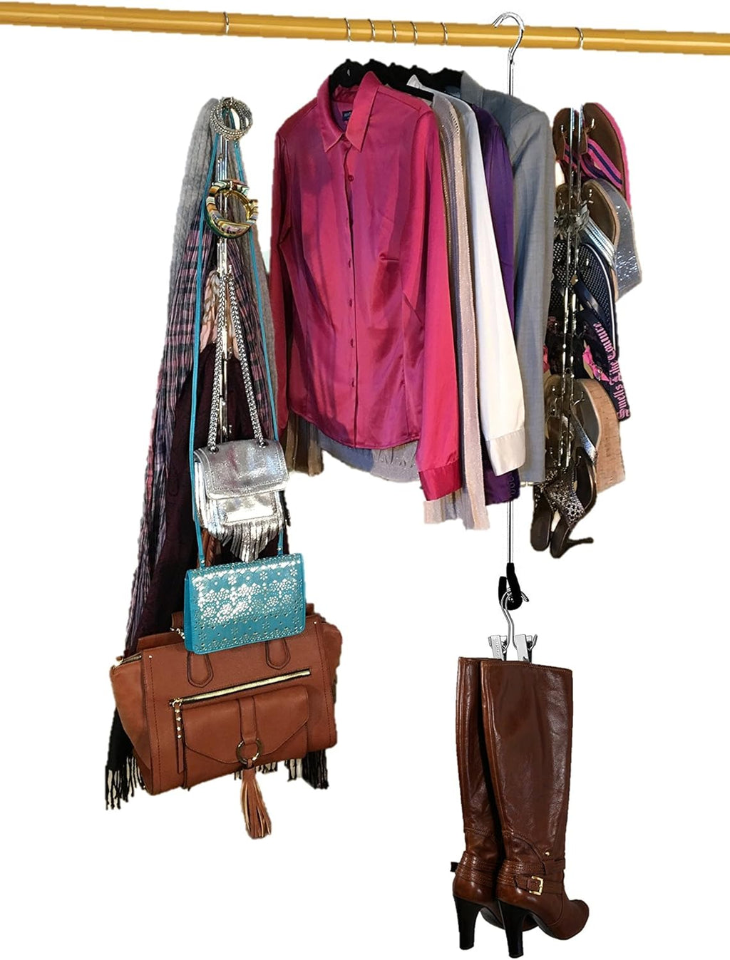 Boottique Boot Organizer: The Rack That Hangs, Holds, Shapes, & Protects Every Size and Style (With Hangers and 3 Extender Rods)