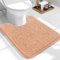 OLANLY Toilet Rugs U-Shaped 24x20, Extra Soft Absorbent Chenille Contour Bathroom Rugs for Toilet, Dry Quickly, Machine Washable, Non-Slip Bath Mat, Peach