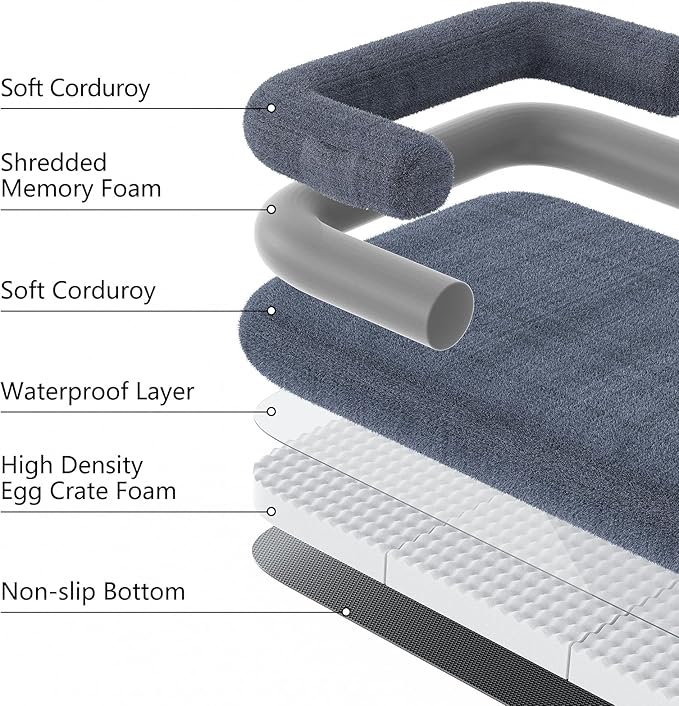 Foldable Human Dog Sofa Bed, 73x42x10 in Waterproof Corduroy Pet Bed with Egg Foam Mattress, Portable Dog Bed for Adults, Camping Indoor Use
