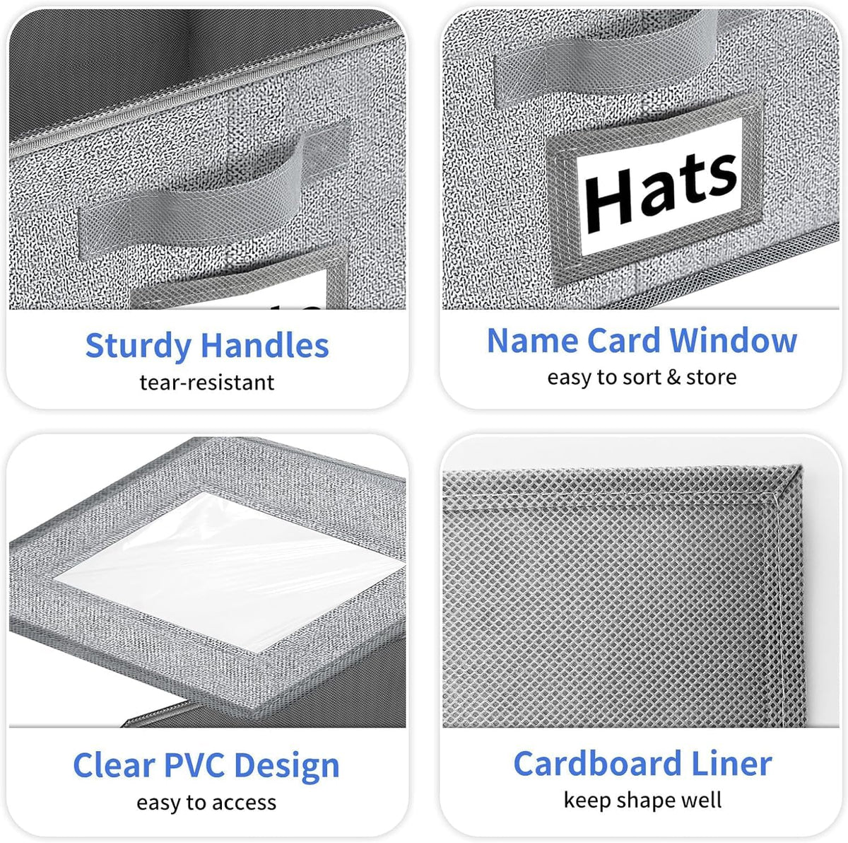 Hat Organizer for Baseball Caps, Hat Storage Holder Container for Closet Hold Up to 12 Caps with Clear Window, Hat Boxes for Home Storage | 1Pcs Grey