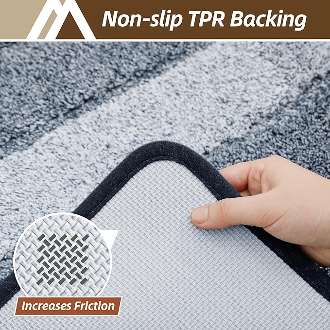 COSY HOMEER Bathroom Rugs 30"x20", Ultra Soft Absorbent Bath Mat with Non-Slip TPR Backing, Machine Washable Shaggy Rug for Bathroom Floor, Dark Blue