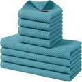 Homaxy 100% Cotton Kitchen Towels and Dishcloths Set, 12 x 12 Inches and 13 x 28 Inches, Set of 8 Bulk Kitchen Towels Set, Ultra Soft Absorbent Dish Cloths for Washing Dishes, Lake Blue