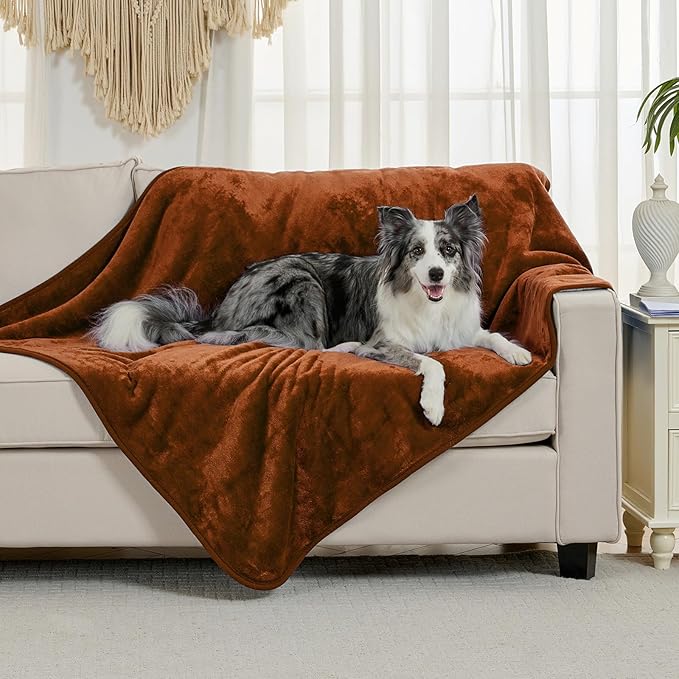 Yaning Waterproof Blanket for Bed Couch Sofa, Soft Liquid Pee Proof Pet Blanket for Dog Puppy Cat, Reversible Sherpa Fleece Furniture Protector (Caramel, 60x80 inches)