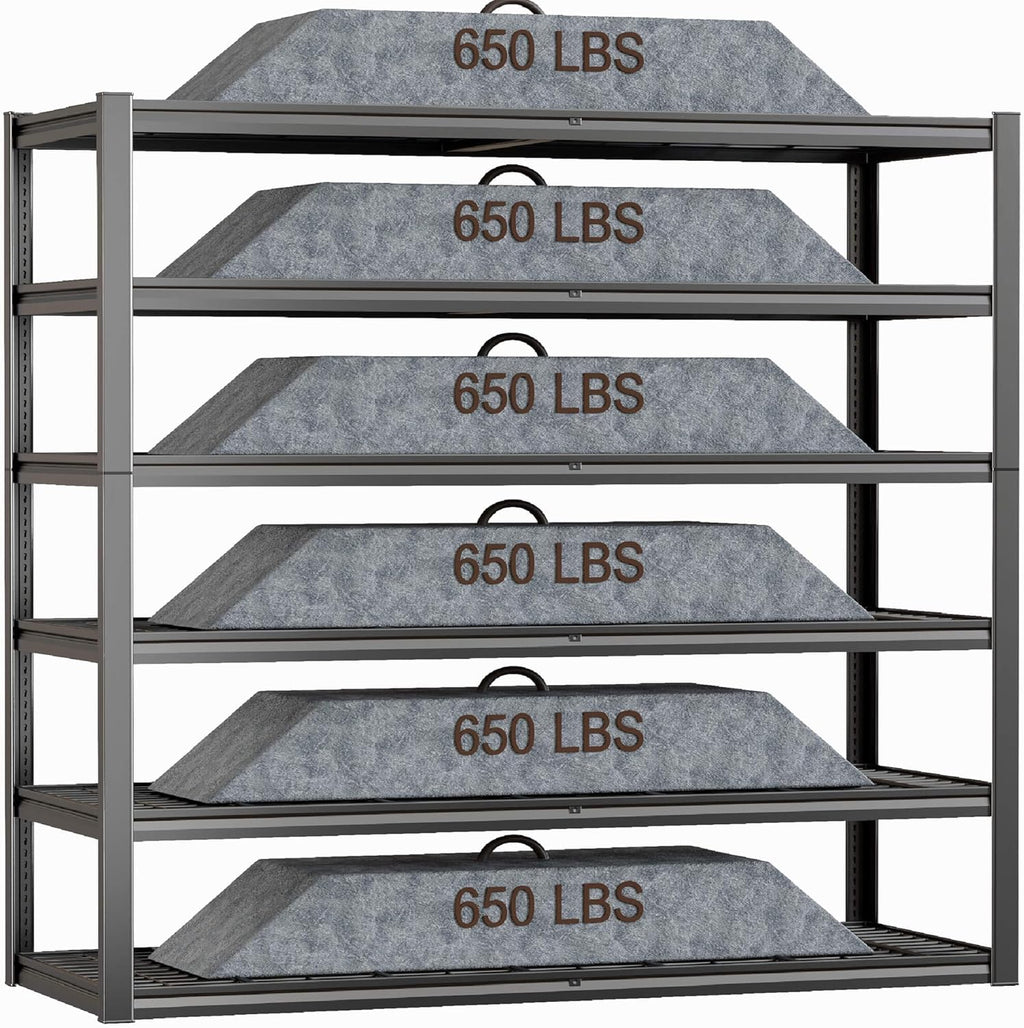 64" Wide 6-Tier Garage Shelving Unit, 64" W x 24" D x 84" H, Heavy Duty Garage Storage Shelves,3900 LBS Capacity, Industrial Adjustable Shelves for Basement Warehouse