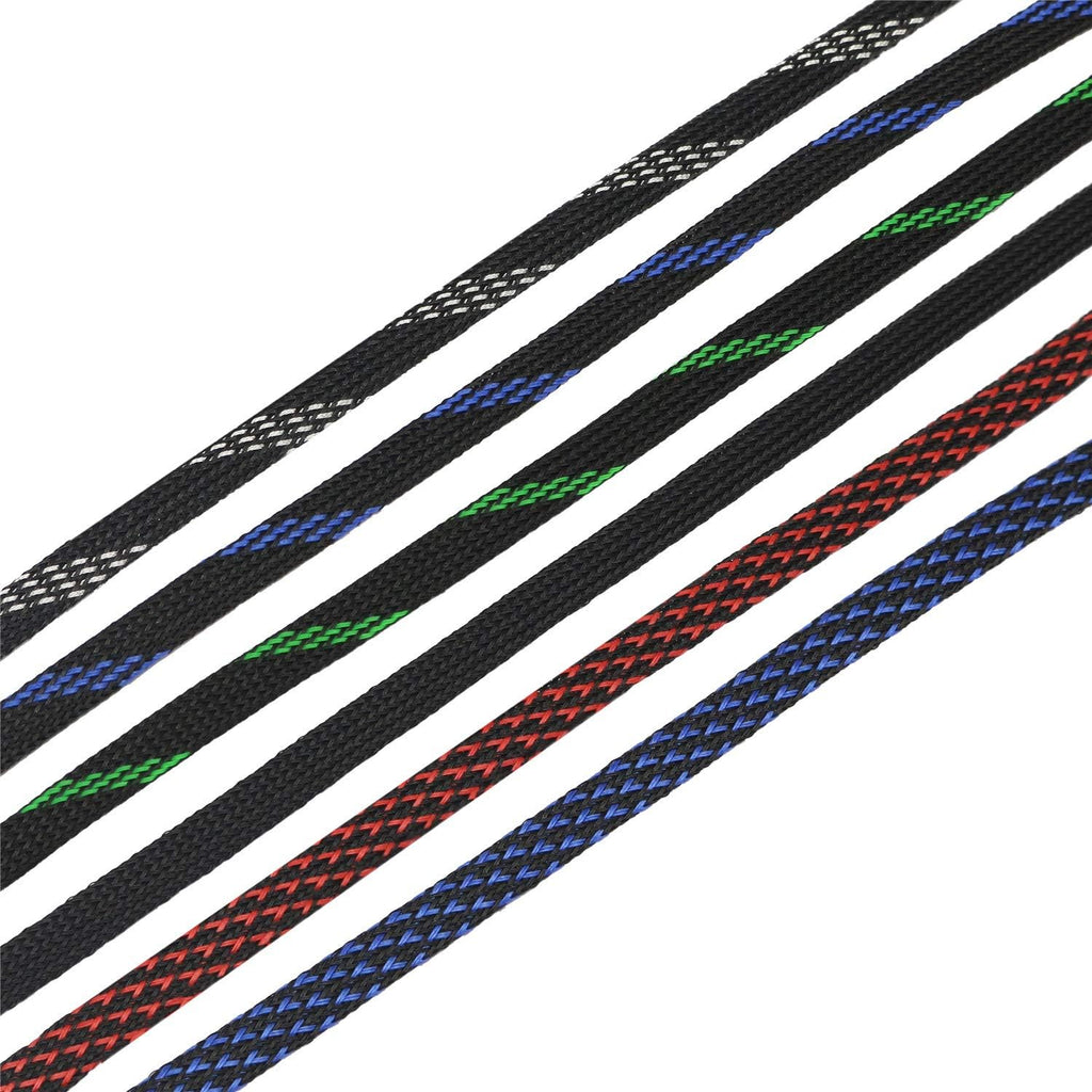 30ft PET Expandable Sleeving Wire Cable Sleeve (1/6", Steel Blue&Black)
