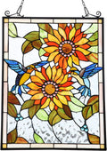 Capulina Sunflower and Birds Stained Glass Panels Window Hangings