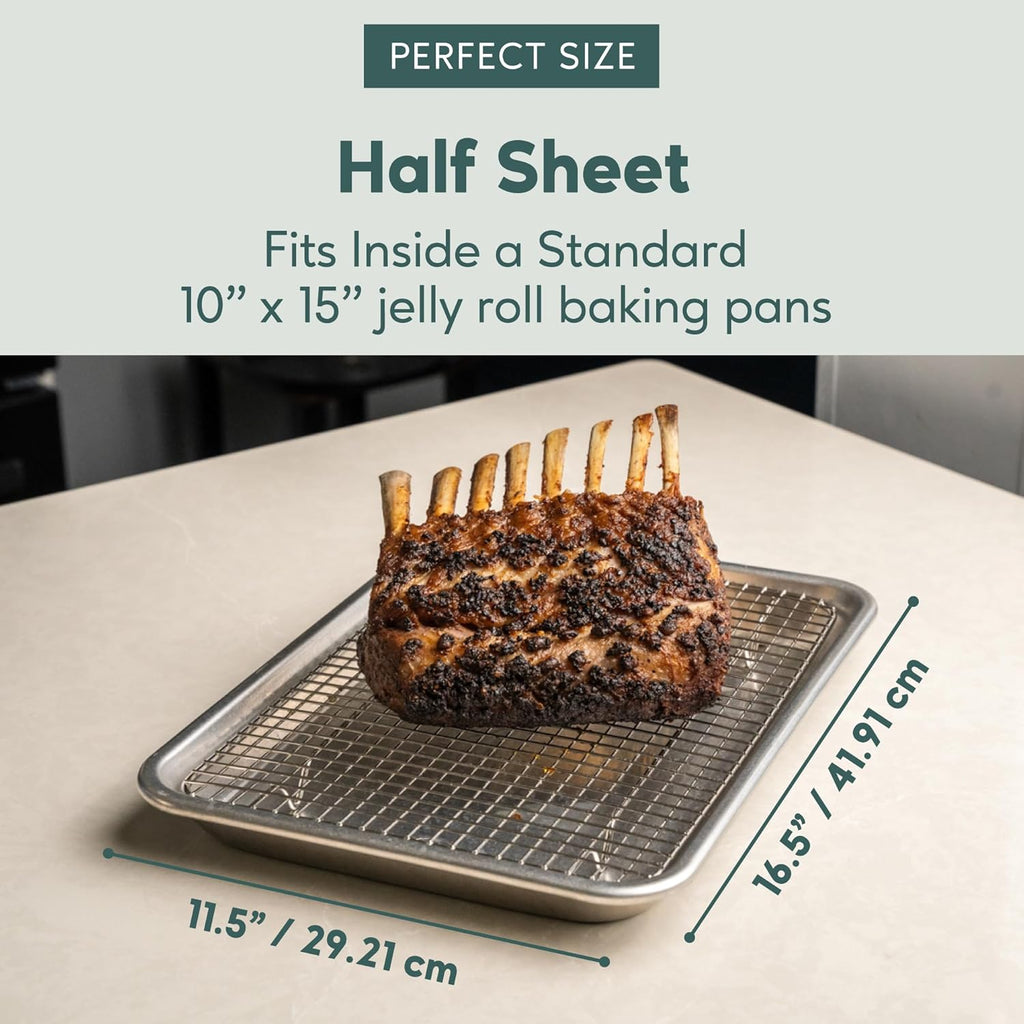 Ultra Cuisine Stainless Steel Baking Rack - 10x14.75 inch Jelly Roll Pan Wire - Oven Grill Sheet Pan - Oven Safe - Dishwasher Safe - Heavy Duty Wire Cooling Rack for Cooking Baking and Roasting