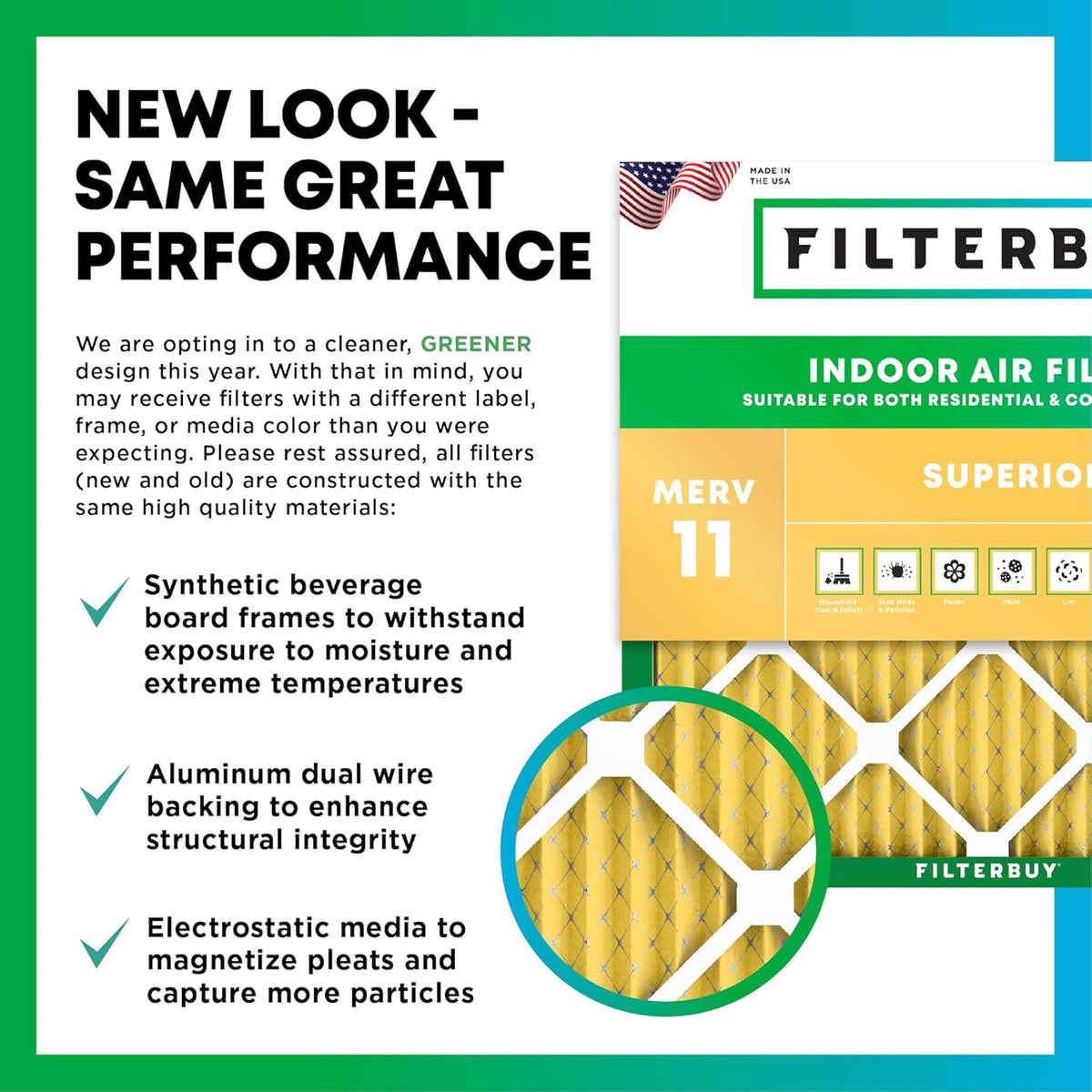 Filterbuy 16x25x5 Air Filter MERV 11 Superior Pet & Allergy Defense (4-Pack), Electrostatic Pleated HVAC AC Furnace Filters for Honeywell Return Grille (Actual Size: 14.38 x 23.38 x 3.69)
