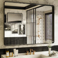 ISKM Black Framed Mirror for Bathroom 48" x 36" Decorative Rectangular Wall