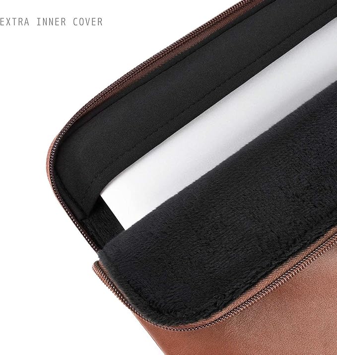 Comfyable Slim Laptop Sleeve Compatible with 13 Inch MacBook Air 13 in M4 M3 M2 M1, 13" MacBook Pro, PU Leather Bag Water-Resistant Cover Case, Brown