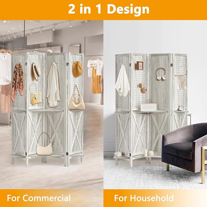 Aleesing 4 Panel Pegboard Display