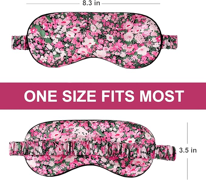 OLESILK 100% Natural Mulberry Silk Sleep Eye Mask Block Out Light, Fashion Printed Eye Mask Blindfold for Women Men Full Night Sleeping, Chic Eye Cover Eyeshade, Pattern 3