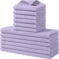 Homaxy 100% Cotton Kitchen Towels and Dishcloths Set, 12 x 12 Inches and 13 x 28 Inches, Set of 12 Bulk Kitchen Towels Set, Ultra Soft Absorbent Dish Cloths for Washing Dishes, Lavender