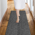 Custom Size Backed Non-Slip Area Rugs Runner, Easy Clean, Waterproof Runner Rugs for Hallway Entryway, Kitchen, Laundry, 4FT x 60FT, Gray Stripe
