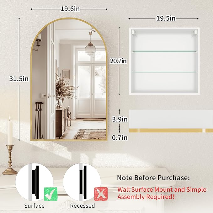 Gold Arched Medicine Cabinet