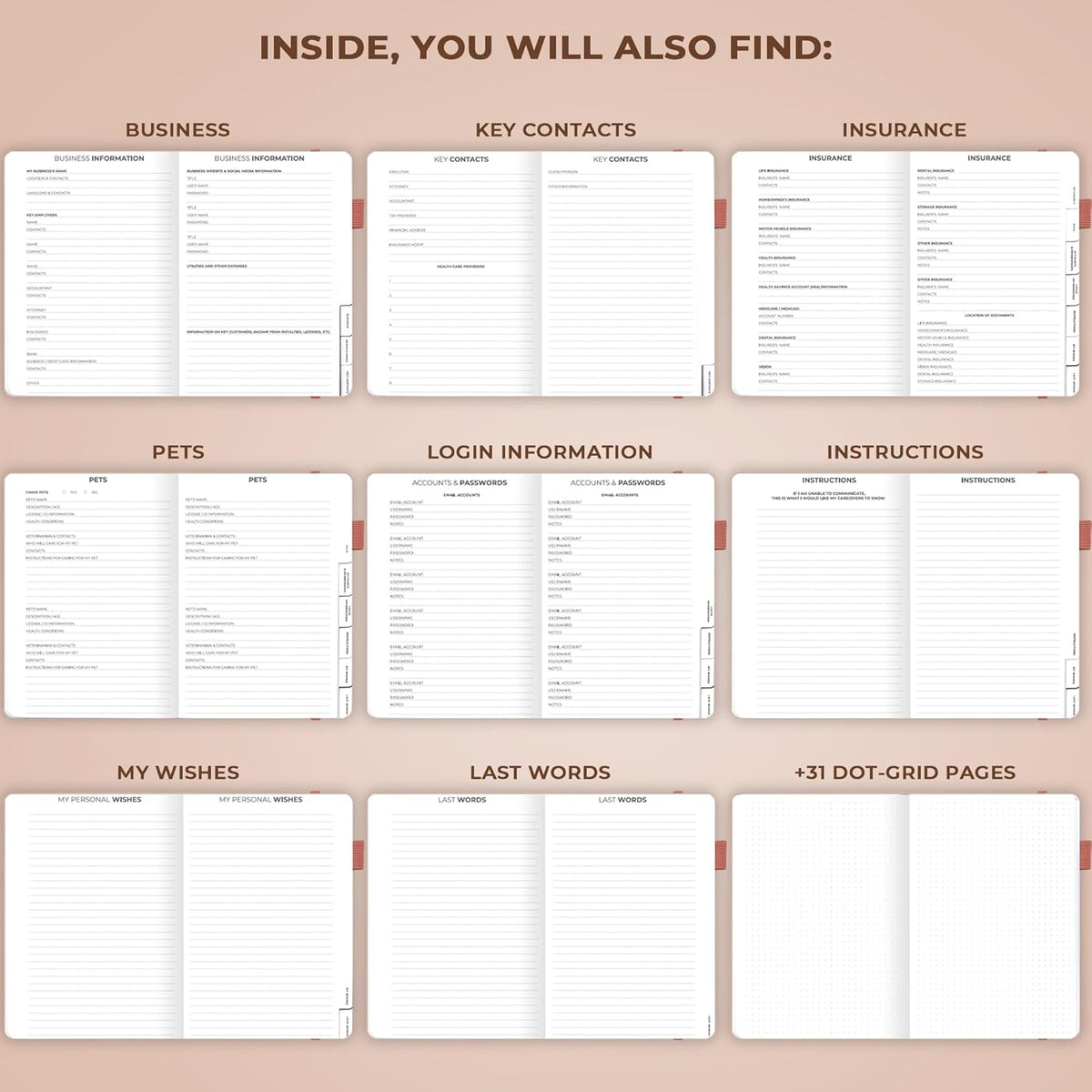 Clever Fox End of Life Planner – Final Arrangements Organizer for Beneficiary, Will Preparation, Last Wishes & Funeral Planning, A5 (Rose Gold)