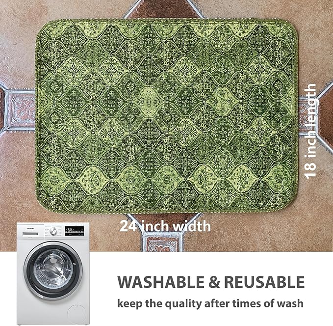 nunubaby Washable Pee Pads for Dogs, Stylish, Non-Slip and Leak-Proof Pee Pads. Reusable Potty Pads for Dogs for Crates and Floors.(Green/Multi, 18" x24")