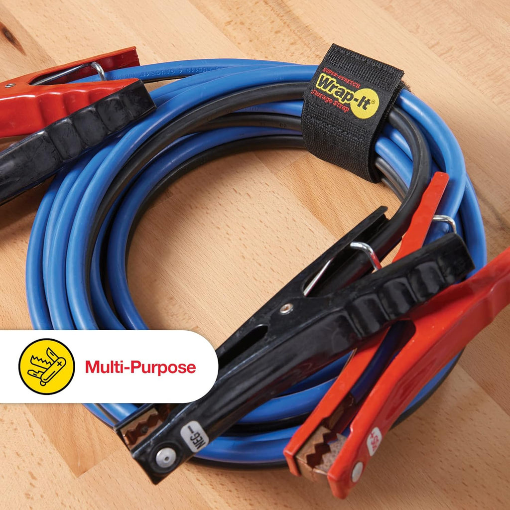 Super-Stretch Wrap-It Storage Straps - 12" (8 Pack) - Elastic Hook and Loop Cinch Straps