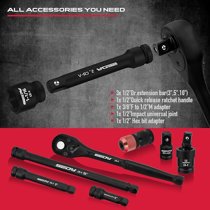 Master 1/2" Drive Impact Socket Set, 67-Piece Standard & Deep Master Impact