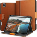 KingBlanc Case for iPad Pro 11 inch 4th/3rd/2nd/1st Generation (2022/2021/2020/2018) with Pencil Holder, PU Leather Protective Stand Folio, Auto Sleep/Wake, Multi-Angles for Viewing/Typing, Brown