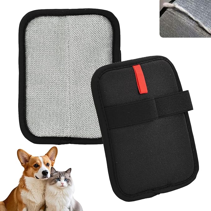 Static Removal Gloves for Pet Hair, Reusable Double-Sided Grooming Gloves, Cleans All Surfaces Easily, Suitable for Sofas,Clothes, Car Detailing, Carpets, Beds, Bedding, Furniture (Black)