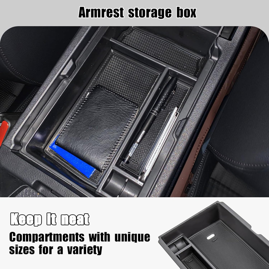 2PCS Center Console Organizer Tray and Armrest Storage Box Compatible with 2026 2025 2024 2023 Honda CRV Accessories Insert Secondary Storage Box with ABS Material
